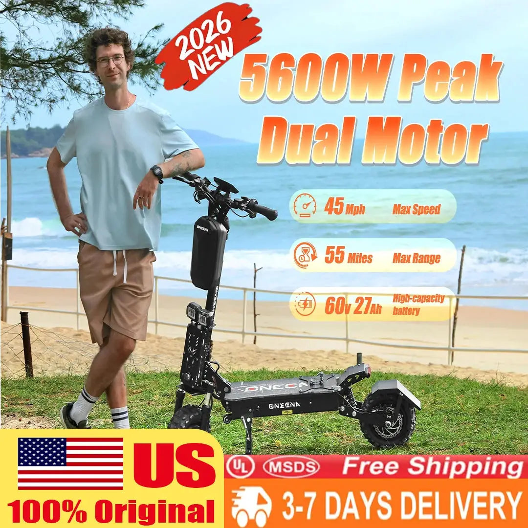 ONECNA GT7 5600W Dual Motor Foldable Electric Scooter, with a Maximum Speed of 45 Miles per Hour, 10 inch Off-Road Tires, Sports Commuting Foldable Electric Scooter, Range of 55 Miles, All Terrain Off-Road, with APP Control a by Beastly Survival Outlet
