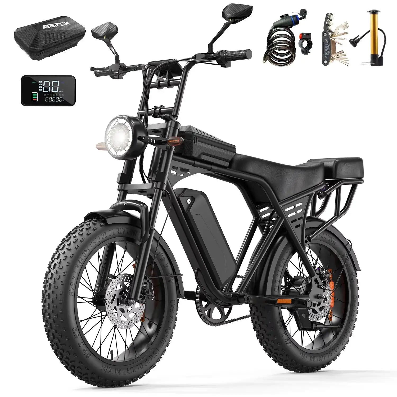 X5 20 Inch Fat Tire All Terrain Electric Bike 1500W Peak Motor E-Bike 48V15AH Removable Battery Dual Disc Brake Adult Electric Bicycle Off Road Beach Snow by Beastly Survival Outlet