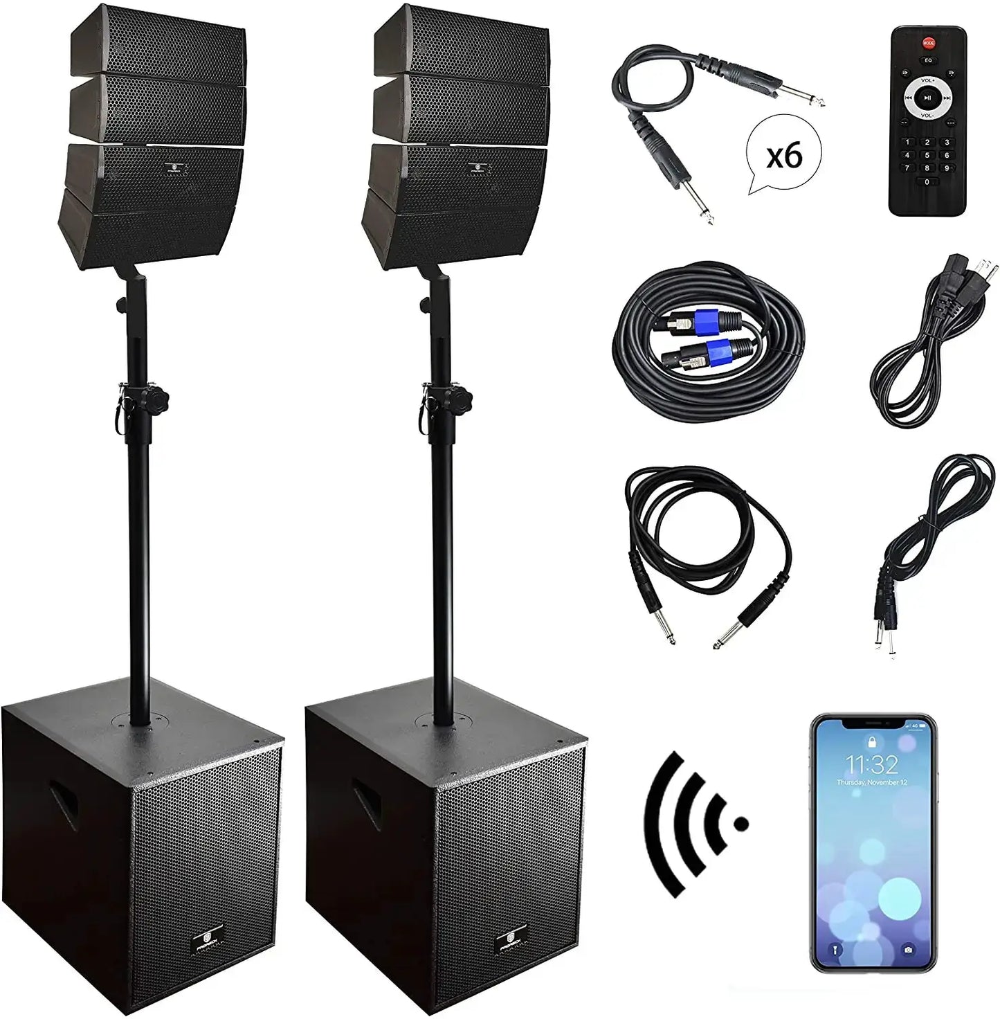 PRORECK Club 3000 12-Inch 4000w DJ Powered PA Speaker System Combo Set with Bluetooth USB Drive Read Function SD Card Remote by Beastly Survival Outlet