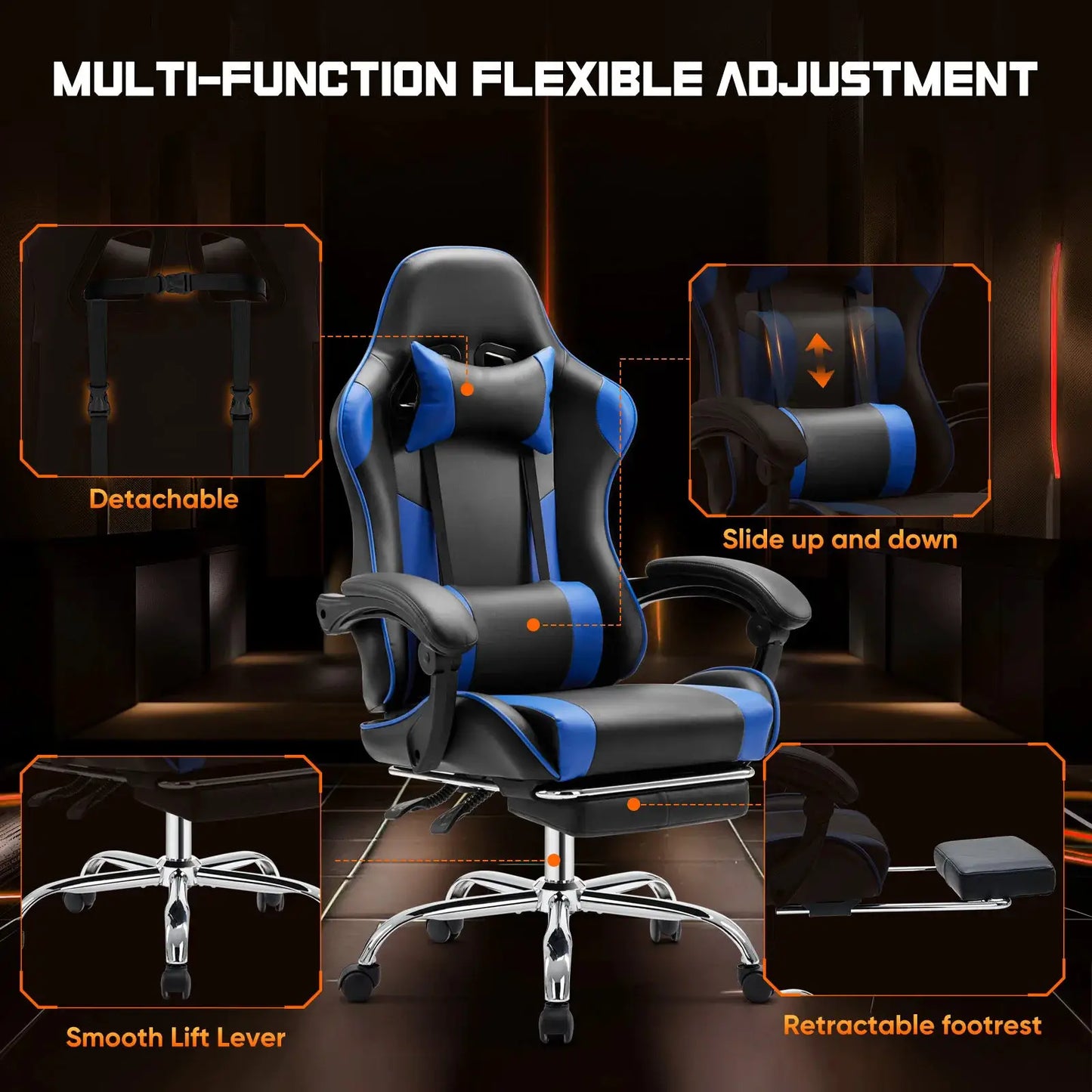 JHK Ergonomic Racing Gaming Chair With Adjustable PU Leather by Beastly Survival Outlet