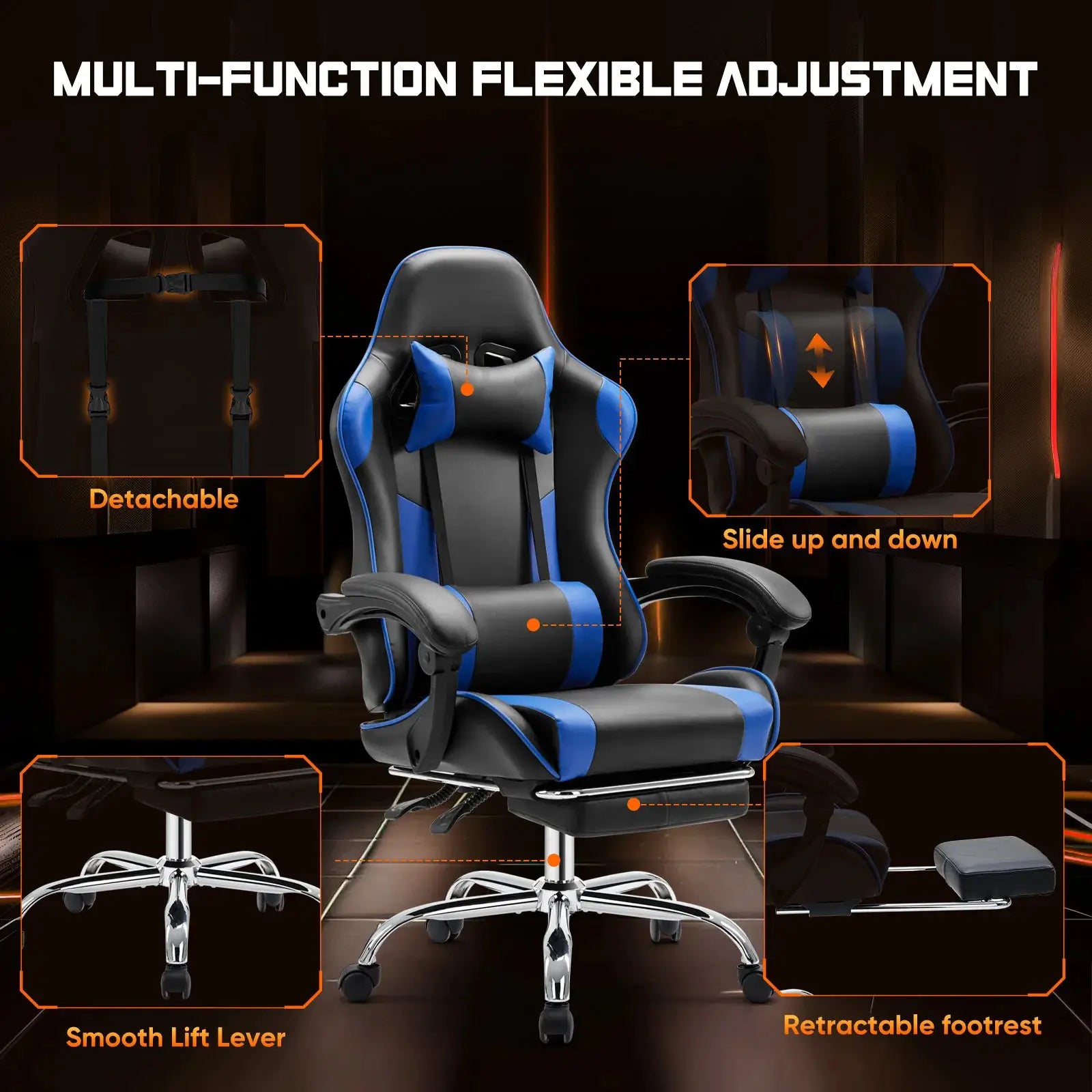 JHK Ergonomic Racing Gaming Chair With Adjustable PU Leather by Beastly Survival Outlet