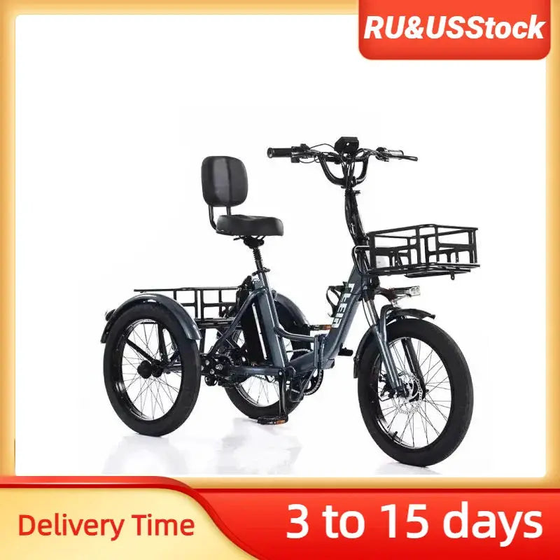 Foldable Electric Tricycle Cargo Adult Senior For Lithium Battery Removable Waterproof Anti-Theft 48V 3 Wheel Electric Bicycle by Beastly Survival Outlet