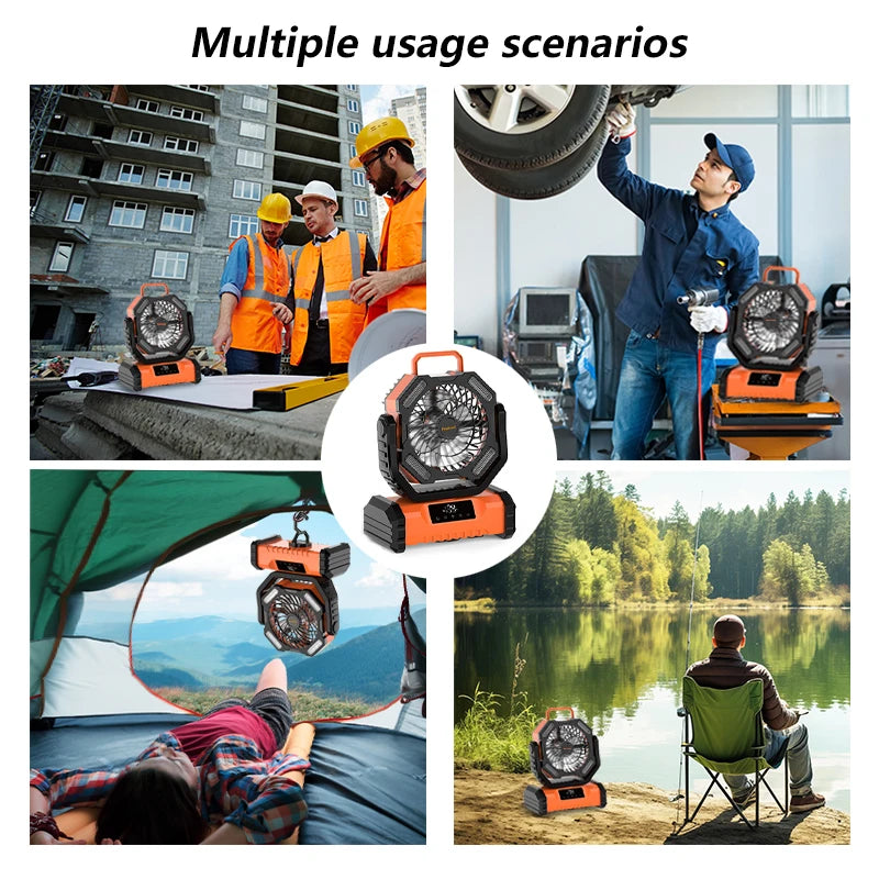 2025 New 20000mAh Portable LED Camping Fan with Touch Control