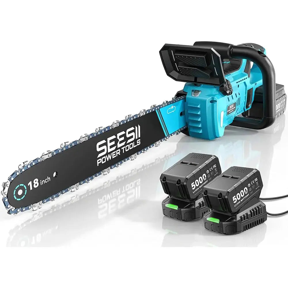 Seesii 40V 18''Brushless Chainsaw Cordless Electric Chain Saw 2200W Garden Tree Trimming Woodworking For Makita 18V Battery Pin by Beastly Survival Outlet