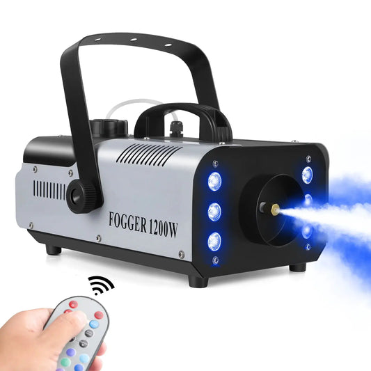 U'King 1200W Fog Machine 6LEDs Remote Fogger Ejector Disco Colorful Smoke Machine DJ Christmas Party Effects Stage Light by Beastly Survival Outlet