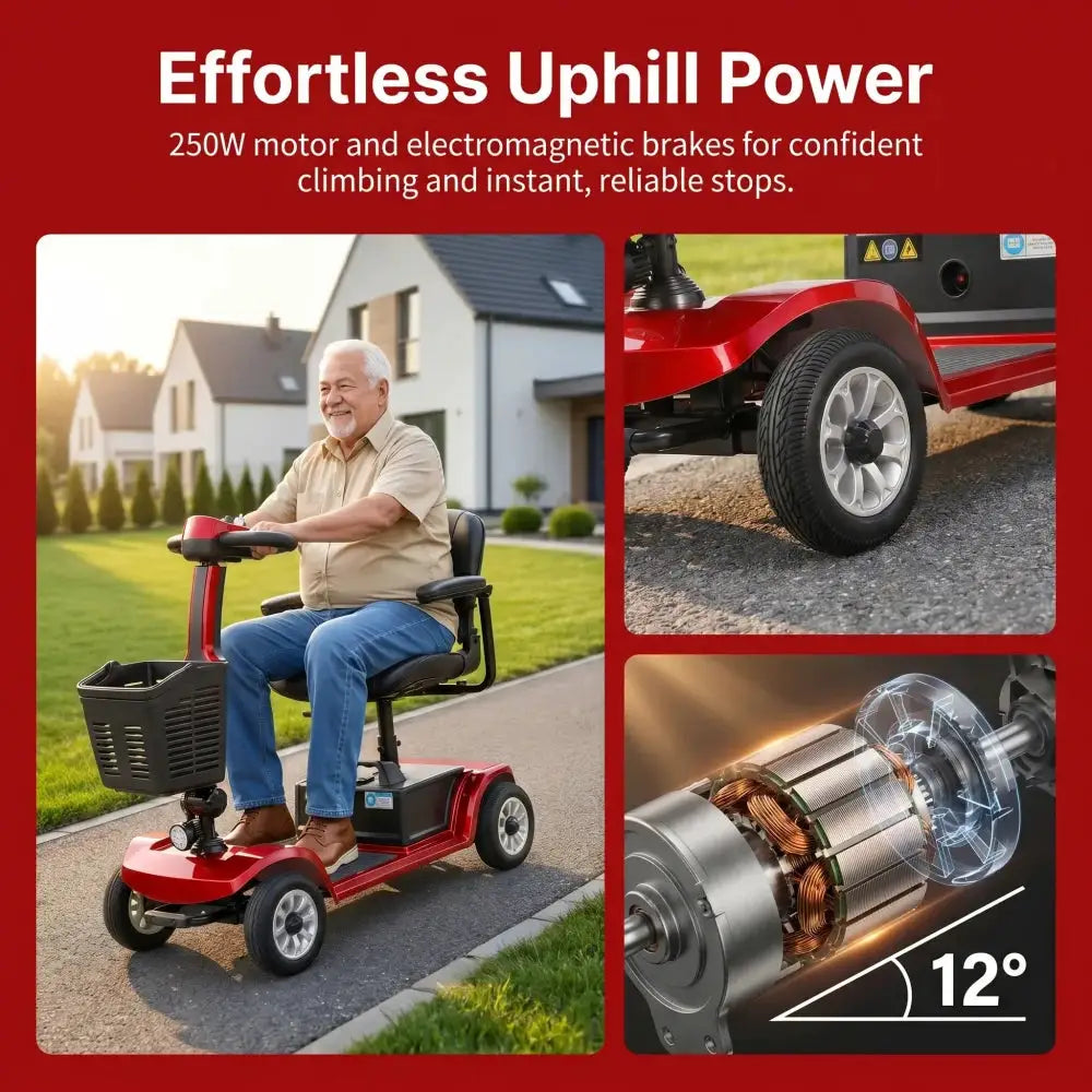 Unificare Red Portable Folding Mobility Scooter Ideal for Adults and Seniors Practical Swivel Seat Stable Anti Tip Design Wear by Beastly Survival Outlet Unificare Red Portable Folding Mobility Scooter Ideal for Adults and Seniors Practical Swivel Seat Stable Anti Tip Design Wear Beastly Survival Outlet