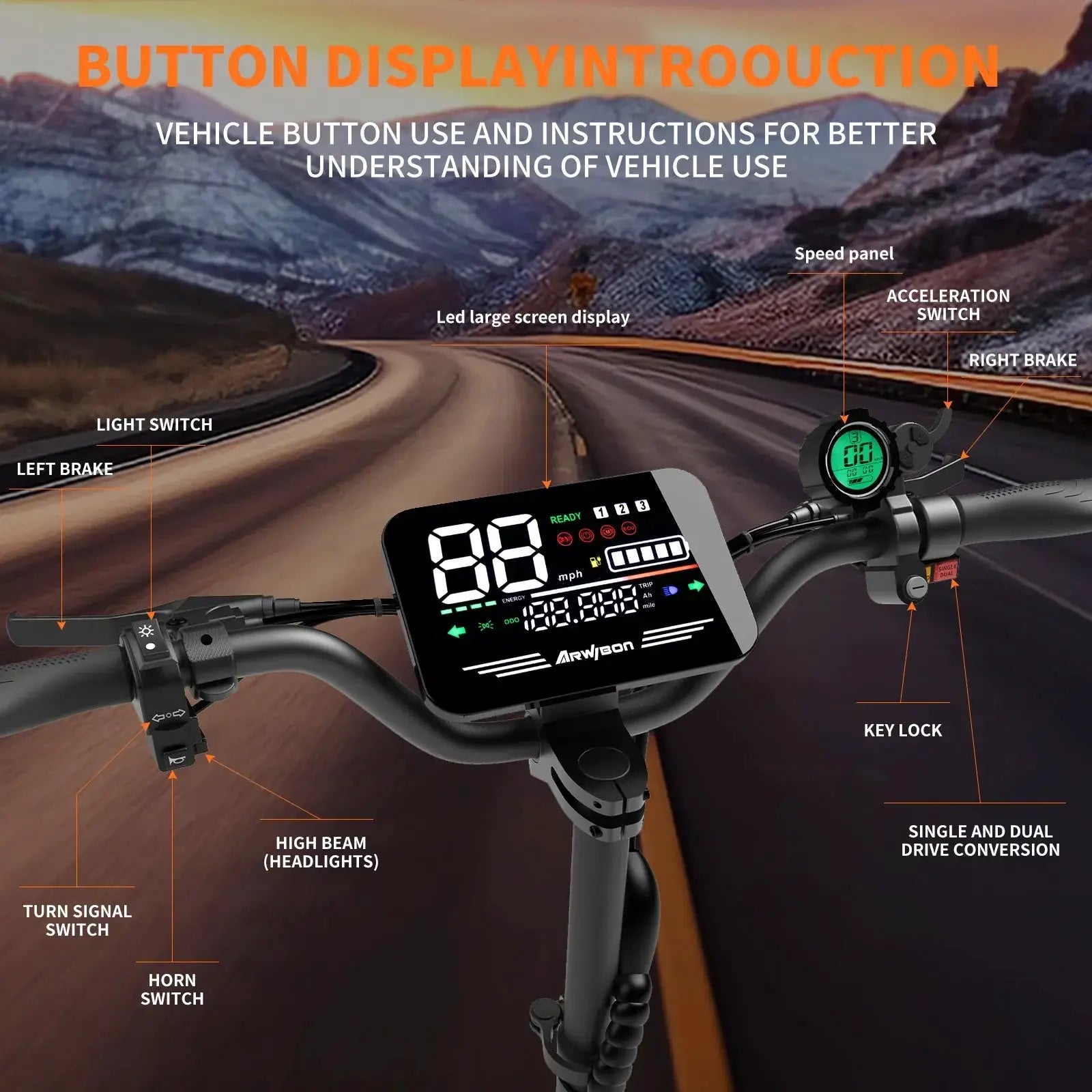 Arwibon 5600W Adult Electric Scooter Dual Motor Top Speed 46MPH,60V27AH, 11-inch Off-Road Tires Sport Folding eScooter by Beastly Survival Outlet