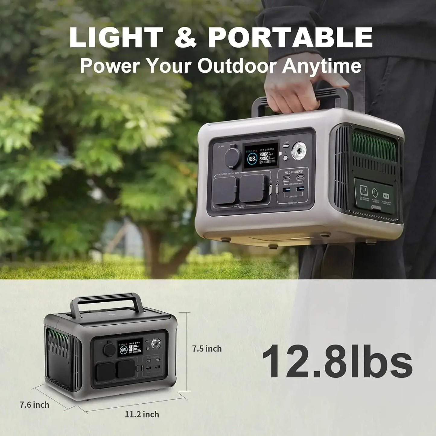 ALLPOWERS R600 299Wh 600W LiFePO4 Portable Power station with 100W / 140W / 200W Solar panel (Optional) for Home use Camping RV by Beastly Survival Outlet