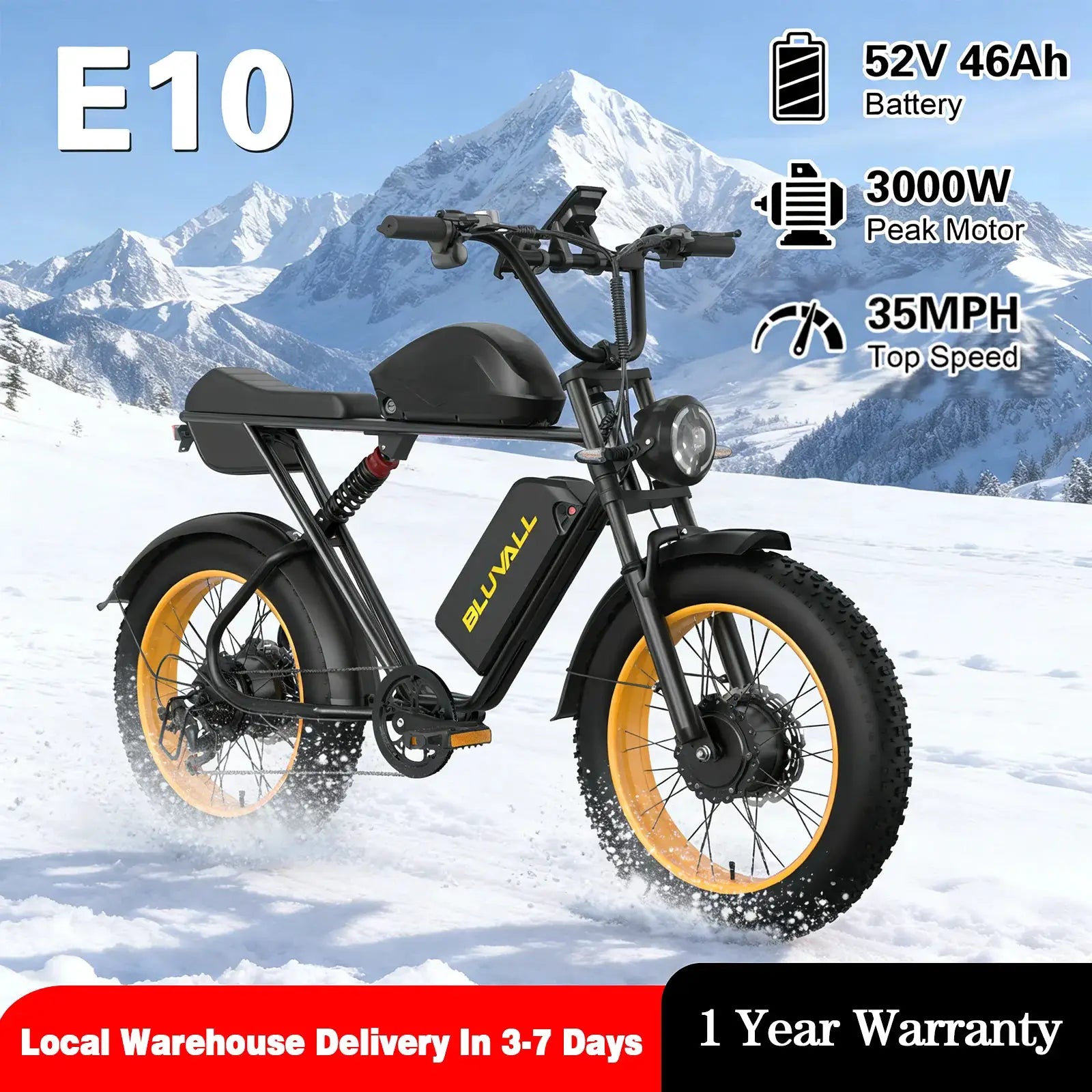 Moobelo 2000W Dual Motor Fatty Tire Ebike 52V 46Ah 35MPH USA by Beastly Survival Outlet