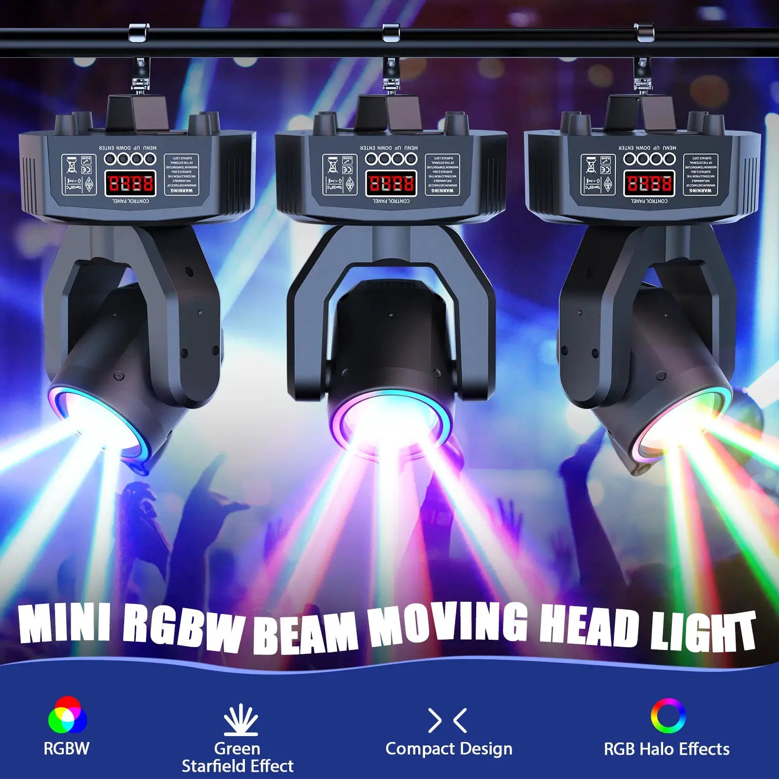 U'King Mini 30W Spot Beam Moving Head Light LED 4IN1 RGBW Effect Strobe Stage Light DMX Sound Activated DJ Disco Bar Party Light by Beastly Survival Outlet