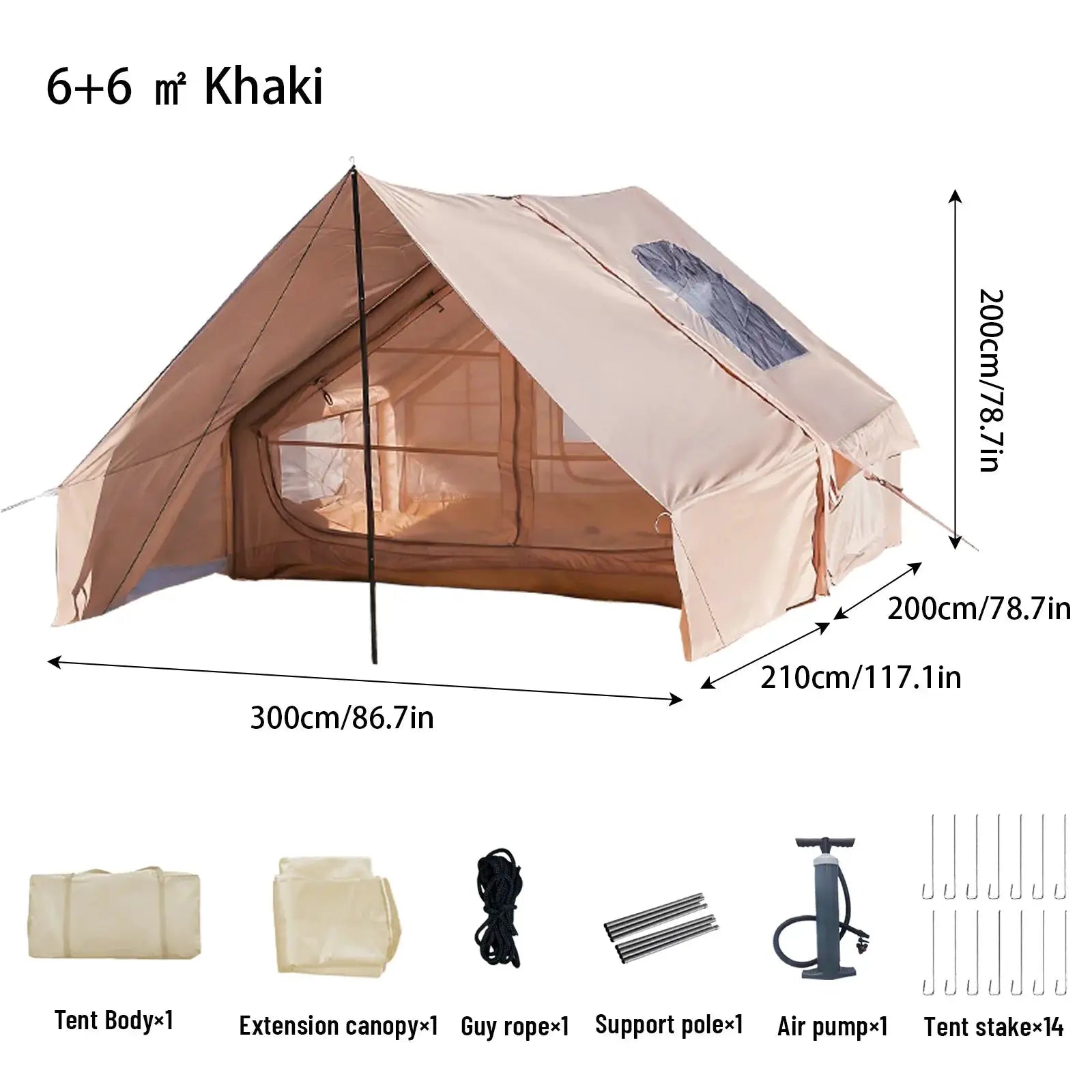 PAKICETUS Inflatable Tent With Skylight, Quick Setup Blow Up Tents With Pump, 4-6 PersonOutdoor Family Luxury Tent by Beastly Survival Outlet