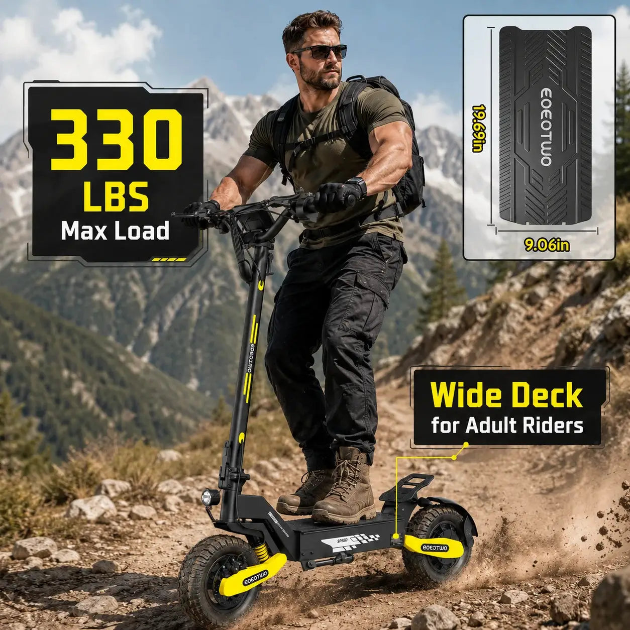 EOEOTWO 1200W Off Road Electric Scooter for Adults 48V Long Range E-Scooter 30MPH Fast Speed 11" Tubeless Tire Foldable Kick Scooter by Beastly Survival Outlet